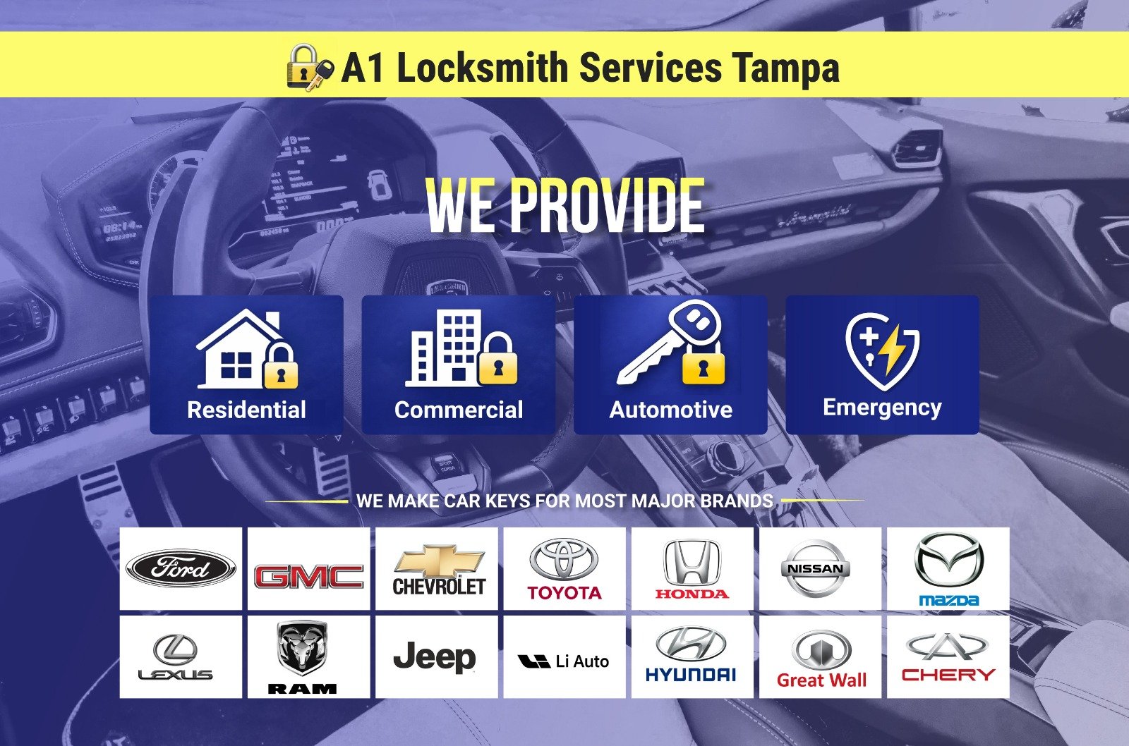 Professional Locksmith services in Tampa offering residential, commercial, automotive, and emergency locksmith solutions